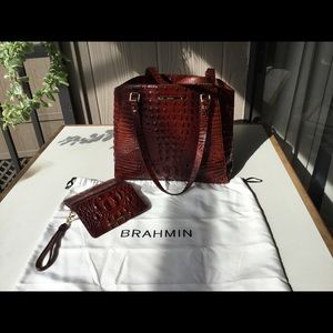 Brahmin embossed Leather handbag and ladies wallet